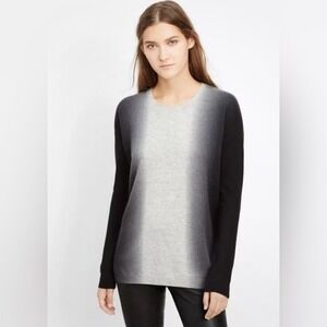 Vince Womens Gray Black Ombre Wool Cashmere Gradient Crewneck Sweater XS‎ $365